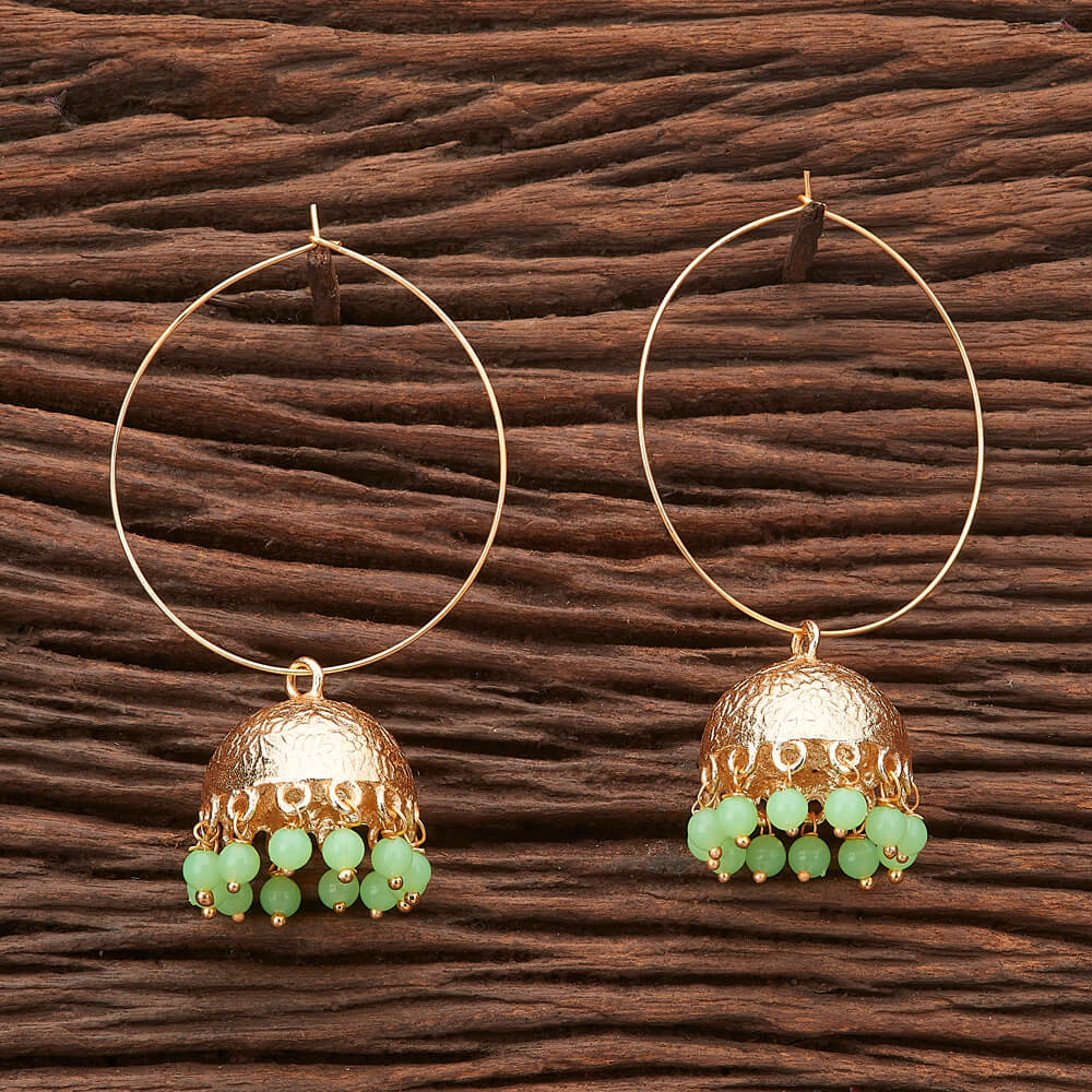 Indian Bali Earrings 22k Gold Plated Hoop Brown Crystal Earrings Women's  Jewelry | eBay